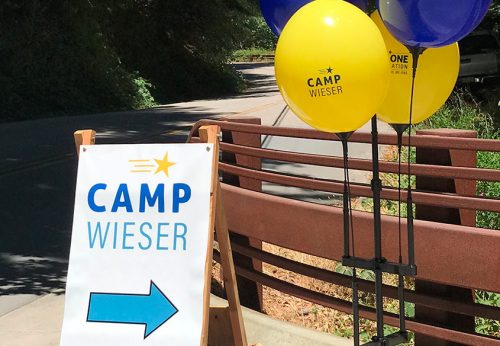 Blue and yellow balloons greet the Campers arriving for Camp Wieser 2017 - an annual cost-free family retreat for adults with cancer